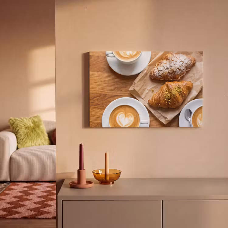Eten - Croissant - Koffie - Ontbijt - Modern canvas 2cm klein -sfeer1
