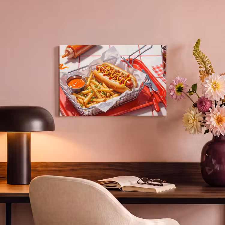 Eten - Hotdog - Fastfood - Modern - Rood canvas 2cm klein -sfeer4