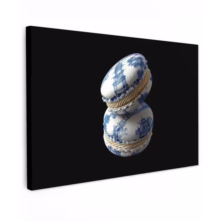 Eten - Macarons - Delfts blauw - Koekjes canvas 2cm klein -z3d