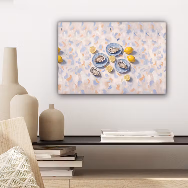 Eten - Oesters - Citroenen - Modern - Geel canvas 2cm klein -sfeer6