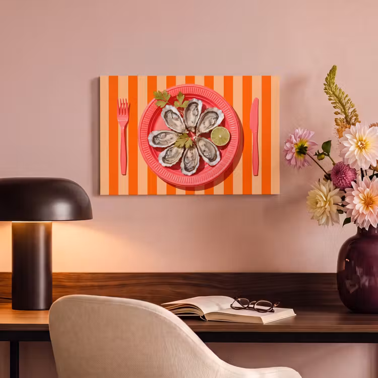 Eten - Oester - Zeevruchten - Oranje - Modern canvas 2cm klein -sfeer4