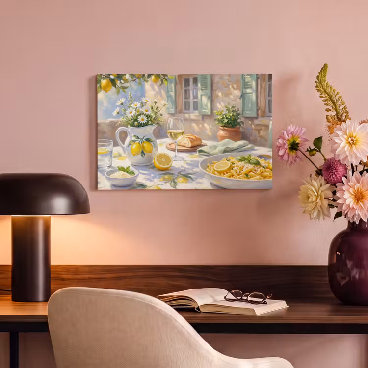 Eten - Terras - Zomer - Geschilderd - Geel canvas 2cm klein -sfeer4