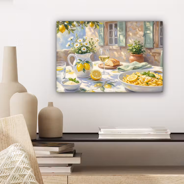 Eten - Terras - Zomer - Geschilderd - Geel canvas 2cm klein -sfeer6