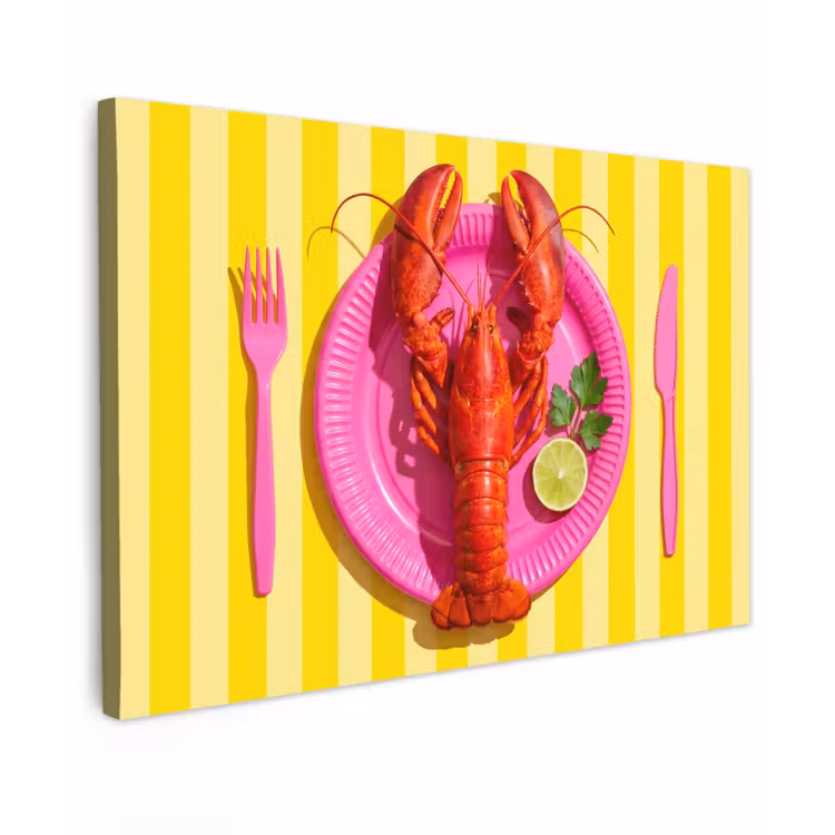 Eten - Roze - Geel - Modern - Culinaire canvas 2cm klein -z3d
