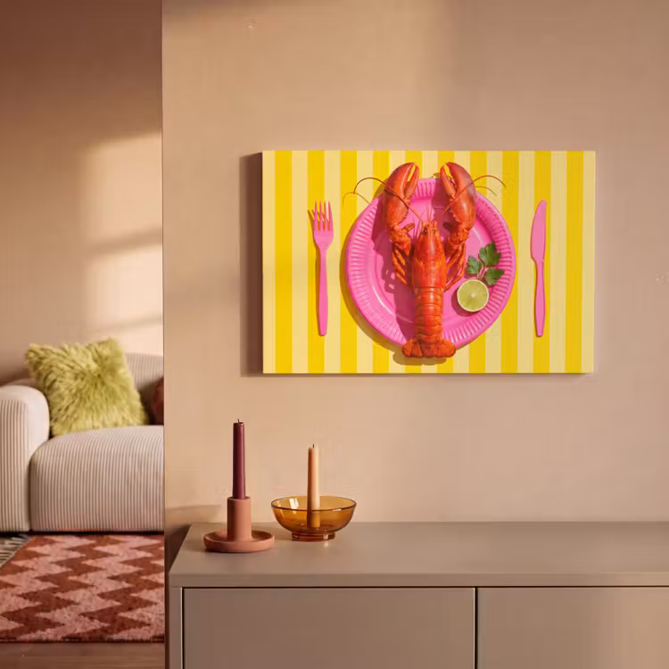 Eten - Roze - Geel - Modern - Culinaire canvas 2cm klein -sfeer1