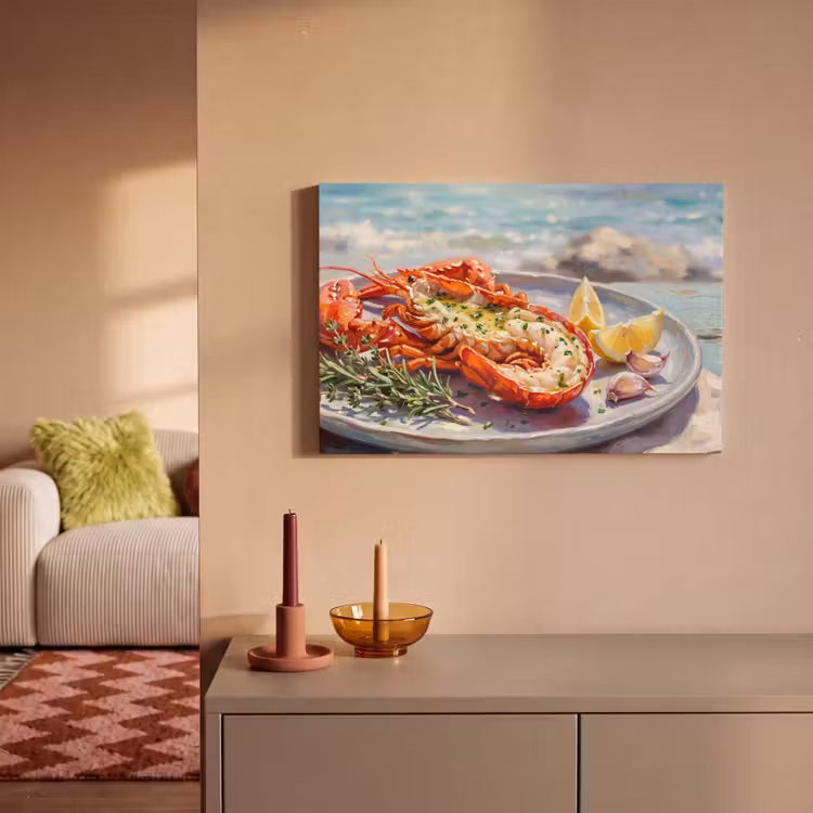 Eten - Zee - Kust - Modern - Blauw canvas 2cm klein -sfeer1