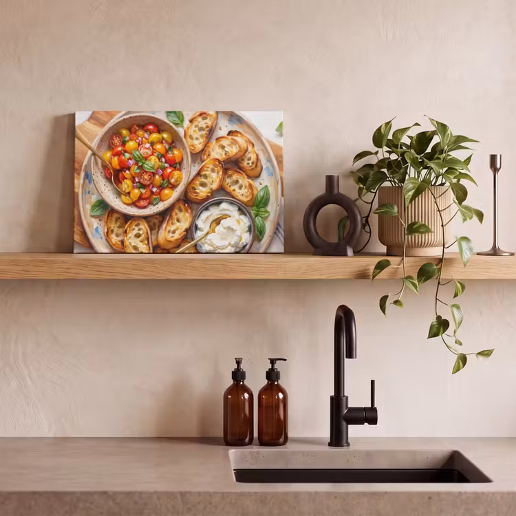 Eten - Tomaat - Brood - Kleurrijk - Keuken canvas 2cm klein -sfeer3