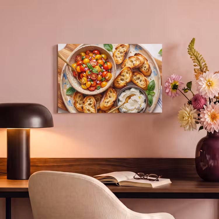 Eten - Tomaat - Brood - Kleurrijk - Keuken canvas 2cm klein -sfeer4