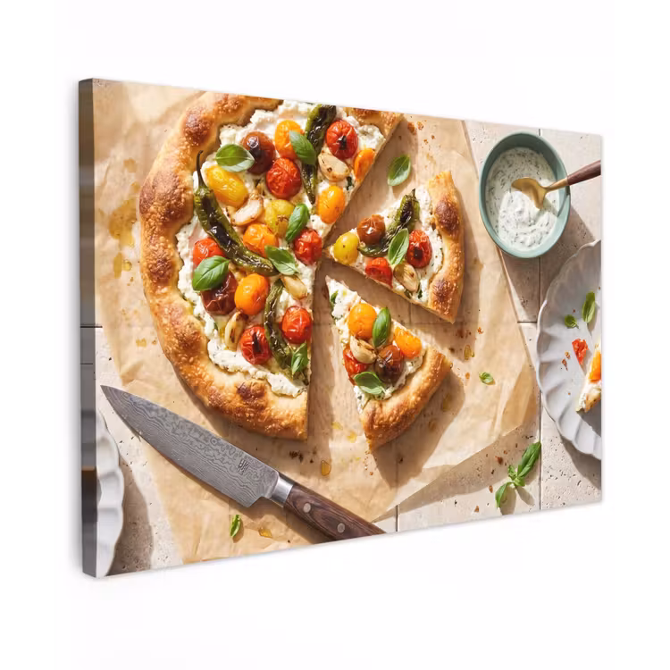 Eten - Tomaten - Basilicum - Maaltijd - Vers canvas 2cm klein -z3d