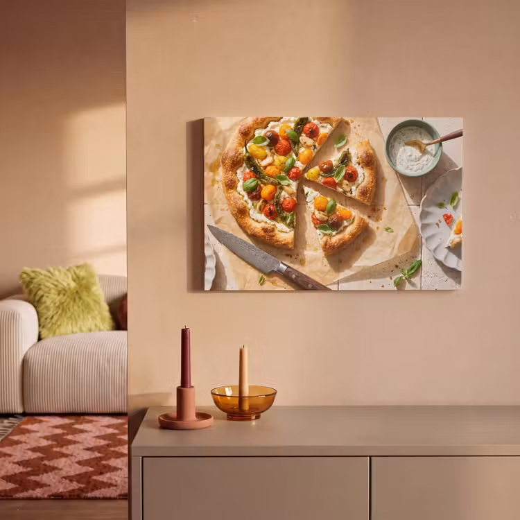 Eten - Tomaten - Basilicum - Maaltijd - Vers canvas 2cm klein -sfeer1