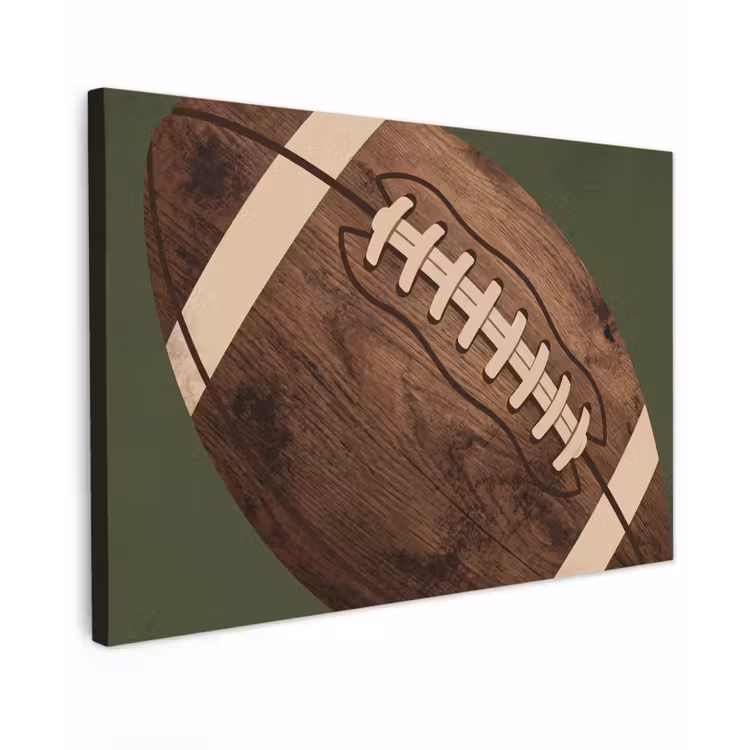 Football - Hout - Sport - Groen canvas 2cm klein -z3d