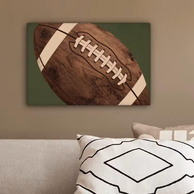 Football - Hout - Sport - Groen canvas 2cm klein -sfeer3