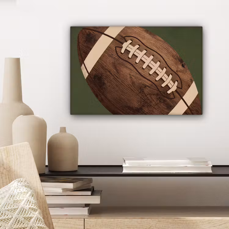 Football - Hout - Sport - Groen canvas 2cm klein -sfeer6