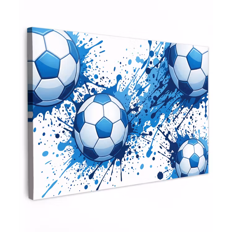 Voetballen - Verf - Sport - Blauw canvas 2cm klein -z3d