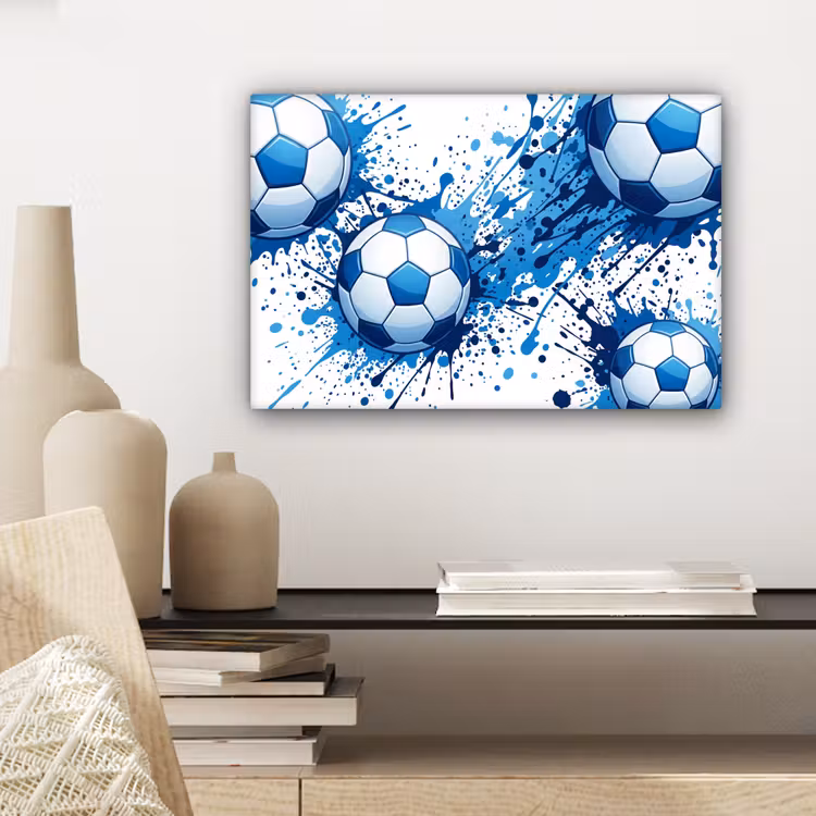 Voetballen - Verf - Sport - Blauw canvas 2cm klein -sfeer6