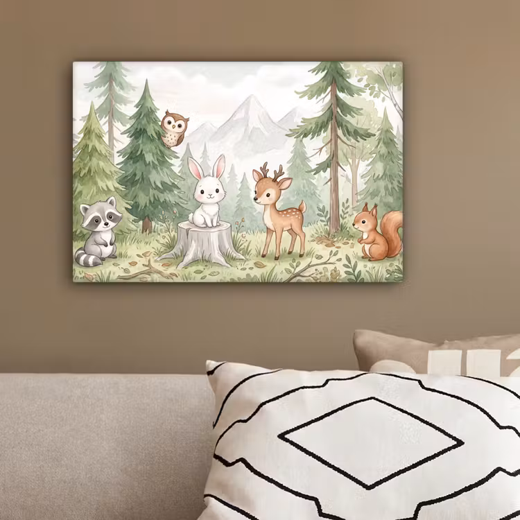 Bos - Dieren - Groen canvas 2cm klein -sfeer3