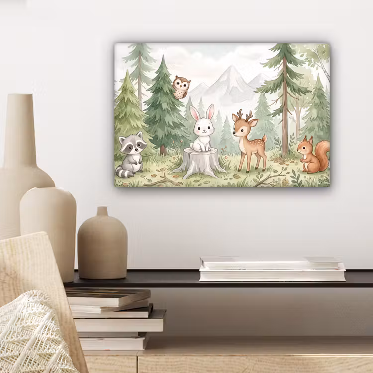 Bos - Dieren - Groen canvas 2cm klein -sfeer6