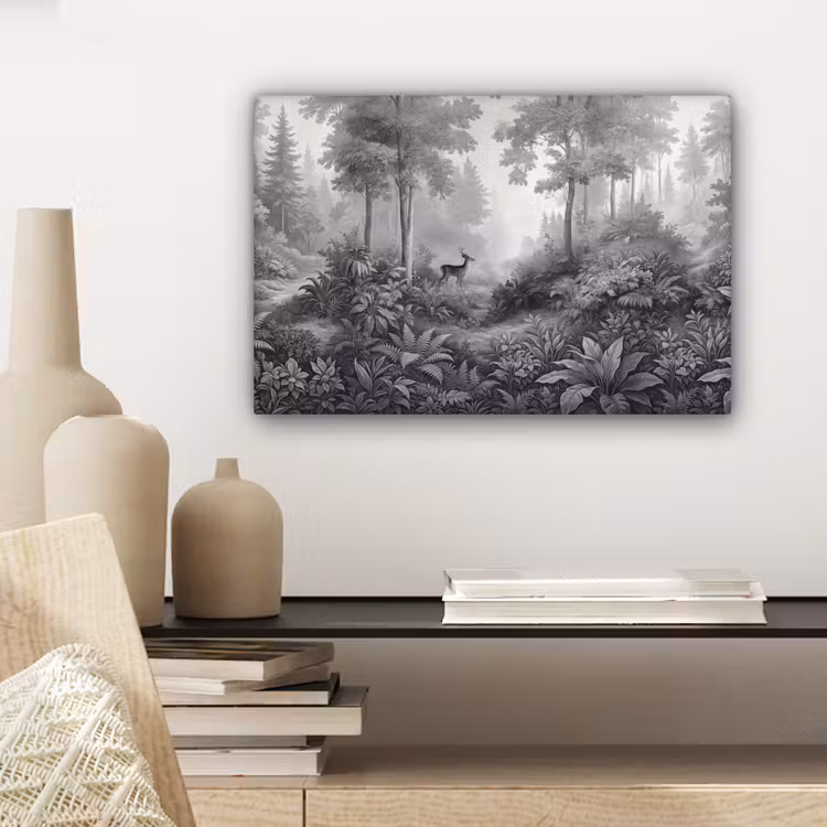 Bos - Hert - Zwart - Wit canvas 2cm klein -sfeer6