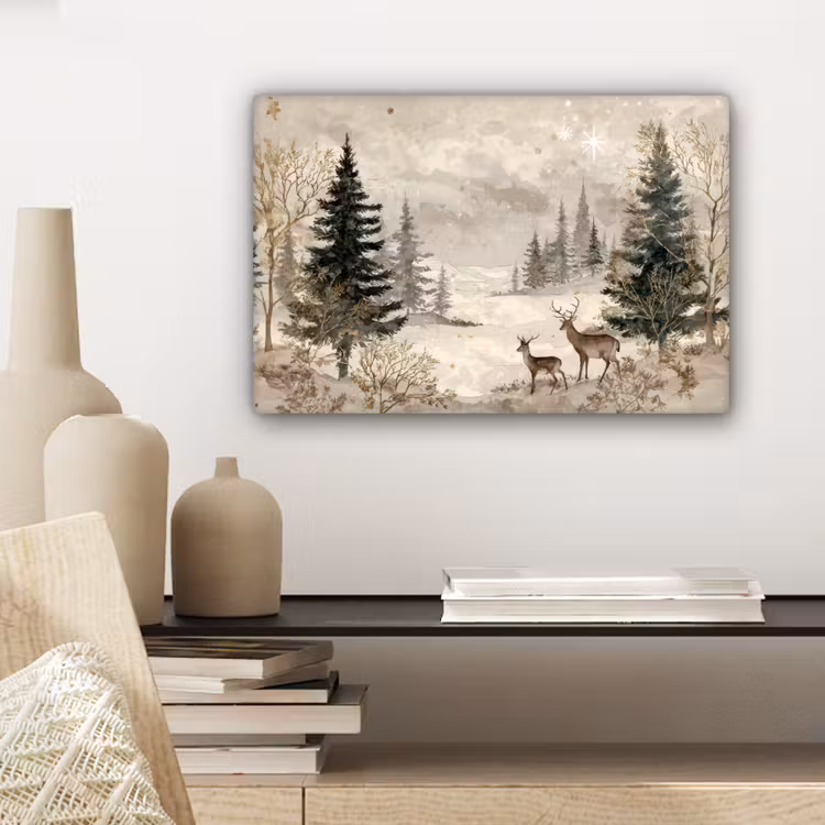 Bos - Herten - Winter - Sneeuw canvas 2cm klein -sfeer6