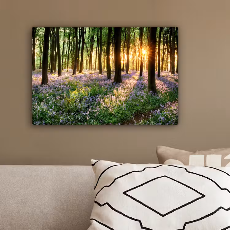 Bos - Bloemen - Lavendel - Zon - Paars - Natuur canvas 2cm klein -sfeer3