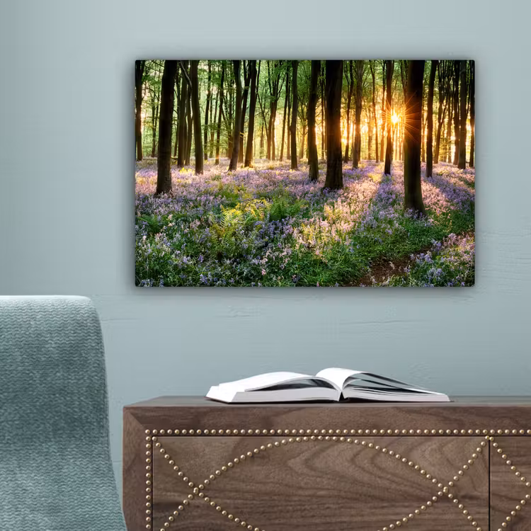 Bos - Bloemen - Lavendel - Zon - Paars - Natuur canvas 2cm klein -sfeer4