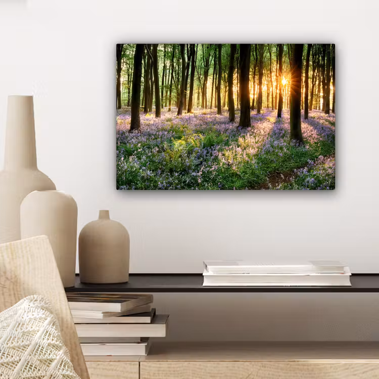 Bos - Bloemen - Lavendel - Zon - Paars - Natuur canvas 2cm klein -sfeer6