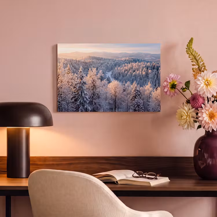 Bos - Bergen - Goud - Winter - Warm canvas 2cm klein -sfeer4