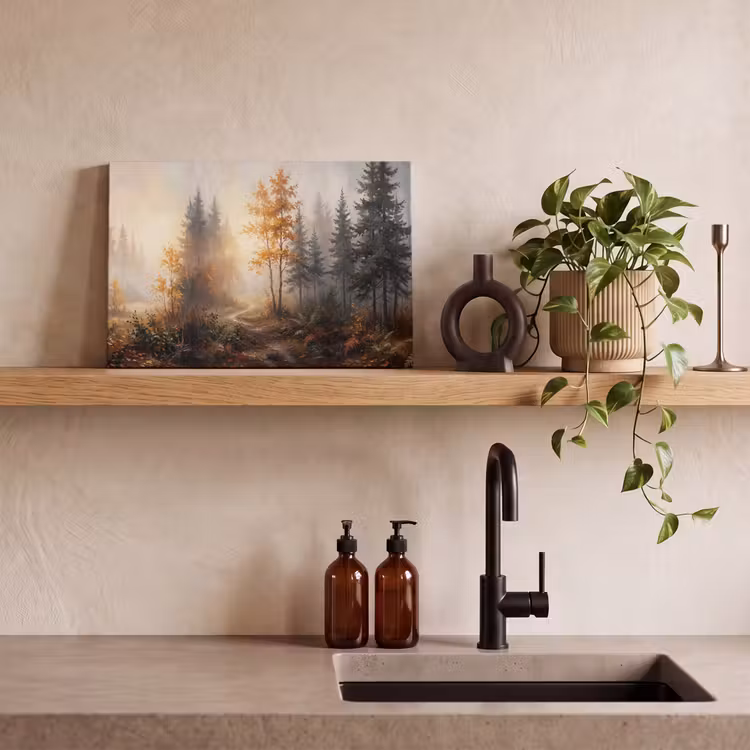 Bospad - Herfstbladeren - Natuur - Schilderachtig - Oranje canvas 2cm klein -sfeer3