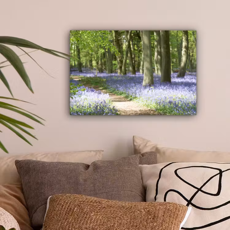 Bos - Pad - Bloemen - Paars - Groen - Natuur canvas 2cm klein -sfeer1