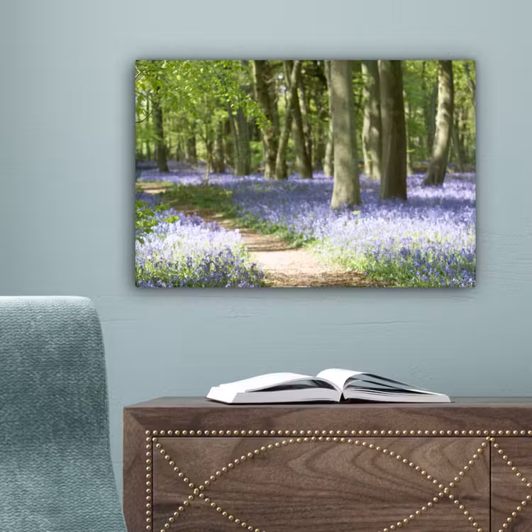 Bos - Pad - Bloemen - Paars - Groen - Natuur canvas 2cm klein -sfeer4