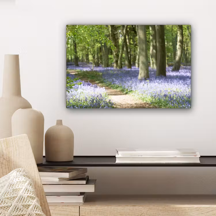 Bos - Pad - Bloemen - Paars - Groen - Natuur canvas 2cm klein -sfeer6