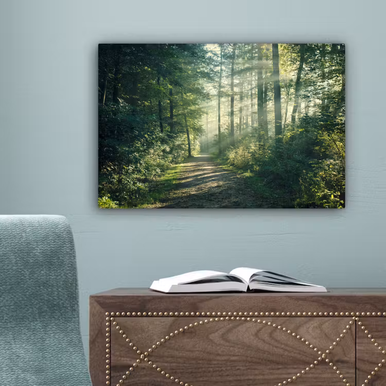 Bos - Pad - Zon - Bomen - Groen - Natuur canvas 2cm klein -sfeer4