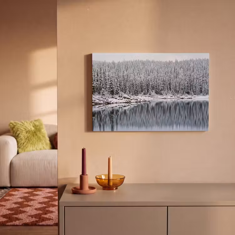 Bos - Reflectie - Meer - Winter - Serene canvas 2cm klein -sfeer1