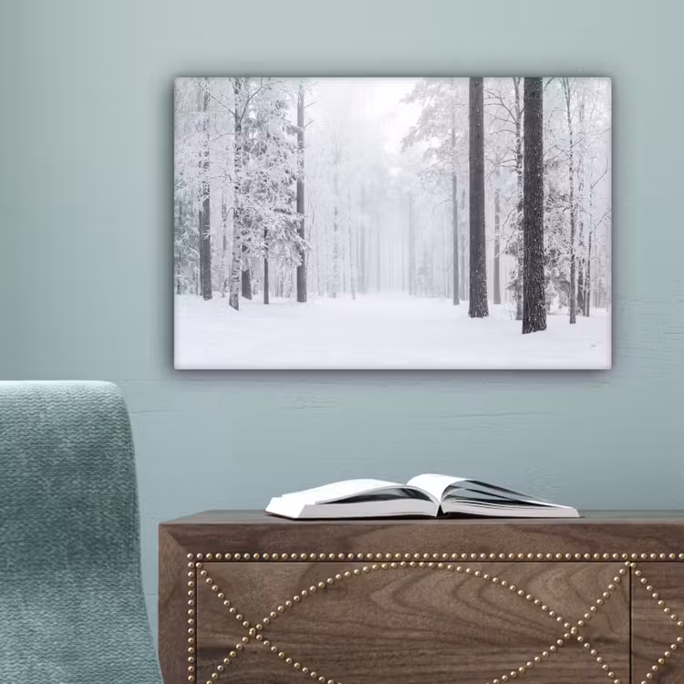 Bos - Sneeuw - Pad - Winter - Stilte canvas 2cm klein -sfeer4