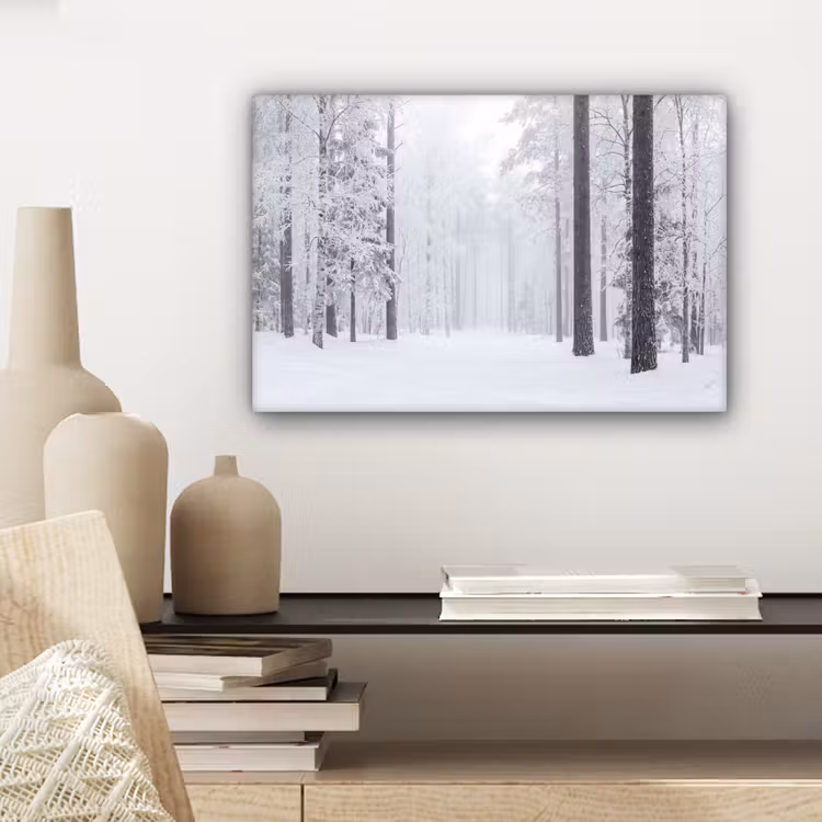 Bos - Sneeuw - Pad - Winter - Stilte canvas 2cm klein -sfeer6