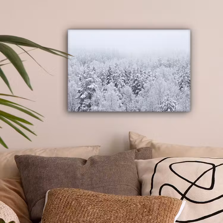 Bos - Sneeuw - Winter - Natuur - Wit canvas 2cm klein -sfeer1