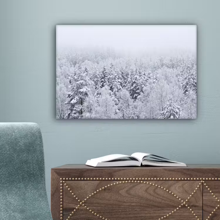 Bos - Sneeuw - Winter - Natuur - Wit canvas 2cm klein -sfeer4
