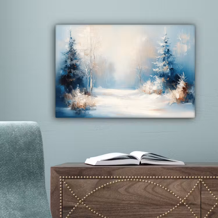 Bos - Winter - Natuur - Abstract - Sneeuw canvas 2cm klein -sfeer4