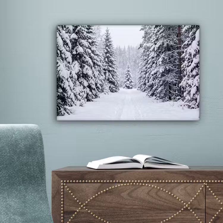 Bos - Winter - Sneeuw - Pad - Natuur canvas 2cm klein -sfeer4