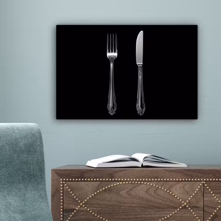 Vork - Mes - Zilver canvas 2cm klein -sfeer4