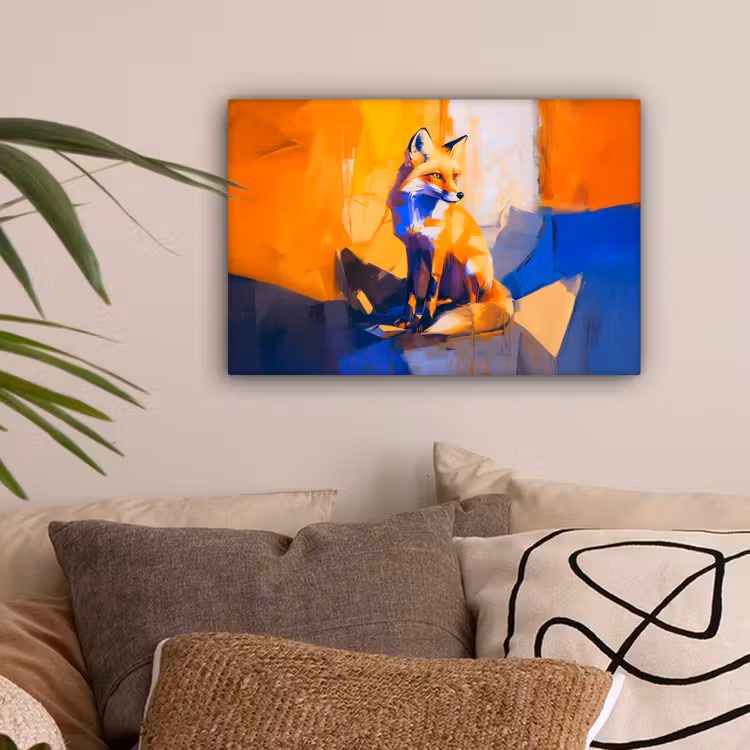 Vos - Oranje - Vormen - Abstract canvas 2cm klein -sfeer1