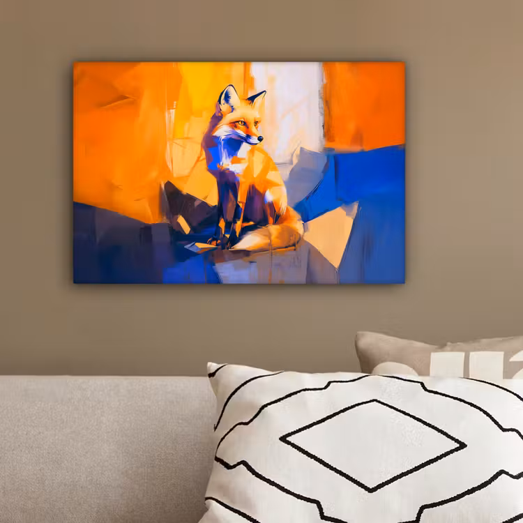 Vos - Oranje - Vormen - Abstract canvas 2cm klein -sfeer3