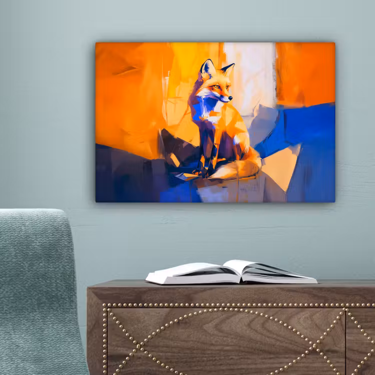 Vos - Oranje - Vormen - Abstract canvas 2cm klein -sfeer4