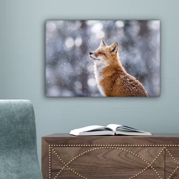 Vos - Sneeuwval - Portret - Winter - Sfeervol canvas 2cm klein -sfeer4