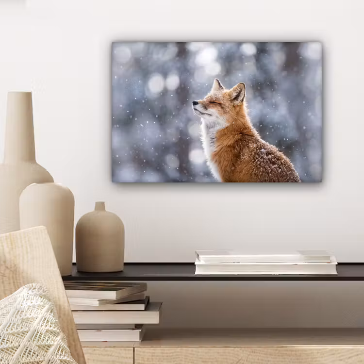 Vos - Sneeuwval - Portret - Winter - Sfeervol canvas 2cm klein -sfeer6