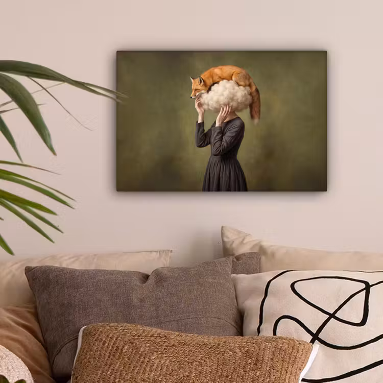 Vos - Surrealistisch - Groen canvas 2cm klein -sfeer1