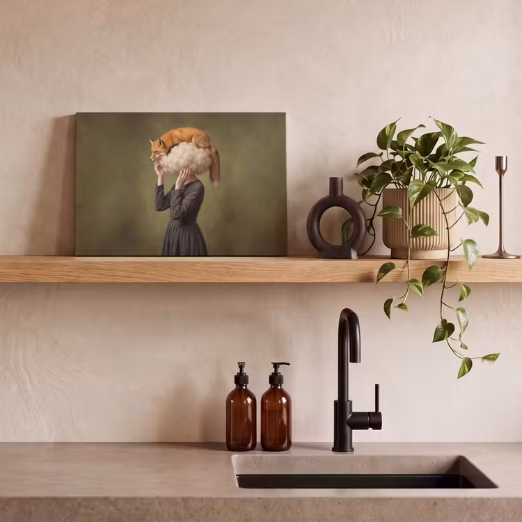 Vos - Surrealistisch - Groen canvas 2cm klein -sfeer3