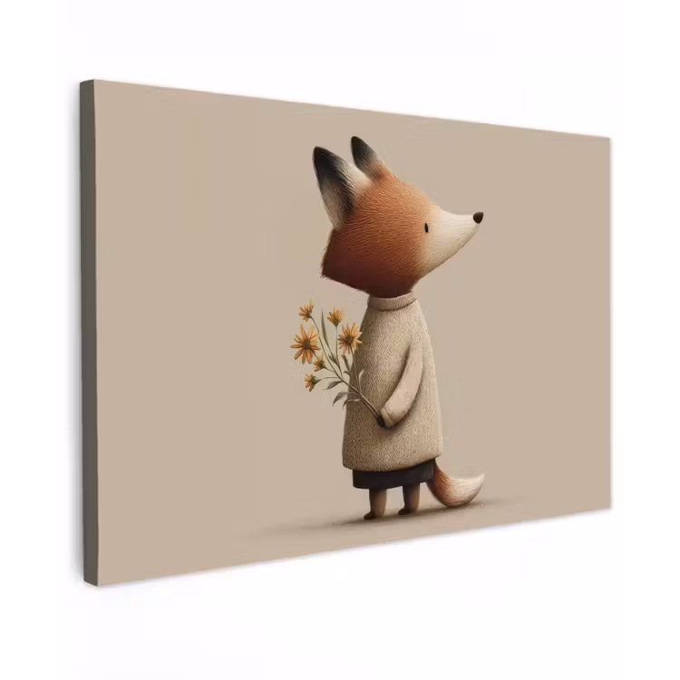 Vos - Gele bloemen - Minimalistisch canvas 2cm klein -z3d