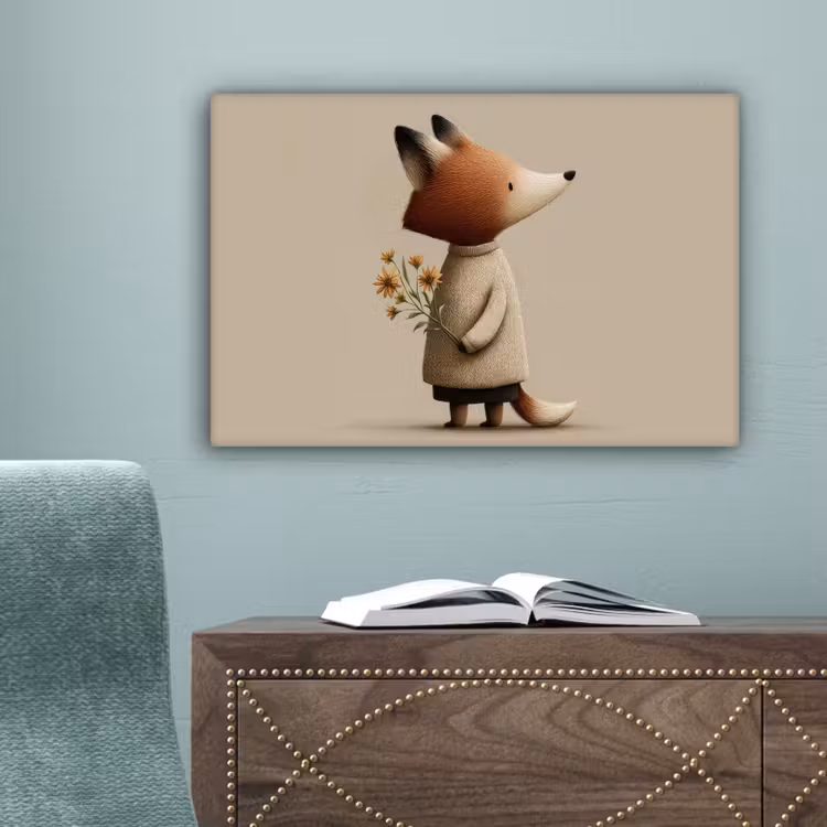 Vos - Gele bloemen - Minimalistisch canvas 2cm klein -sfeer4