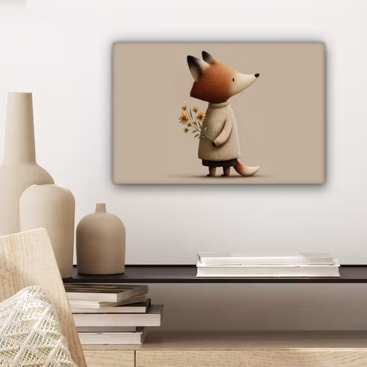 Vos - Gele bloemen - Minimalistisch canvas 2cm klein -sfeer6
